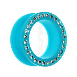 Neon Jewelled Flesh Tunnel - Blue