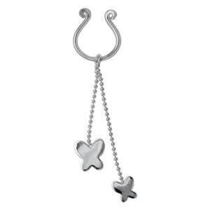 Non-Piercing Sterling Silver Nipple Ring - Butterfly Chain