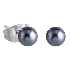 Pearl Stud Earrings - Grey