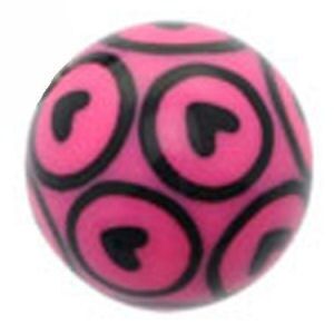 Pink Acrylic Threaded Circle Hearts Ball