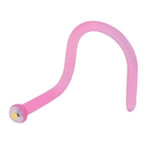 Pink Bio Flex Jewelled Nose Stud - AB