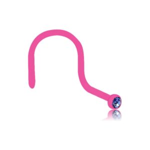 Pink Bio-Flex Jewelled Nose Stud - Dark Blue
