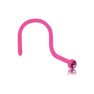 Pink Bio-Flex Jewelled Nose Stud - Pink