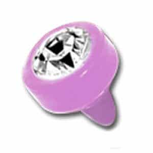 Pink Bio-Flex Jewelled Push-Fit Disc - Clear