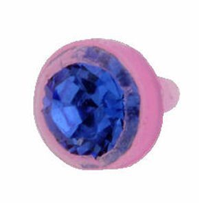 Pink Bio-Flex Jewelled Push-Fit Disc - Dark Blue