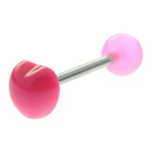 Plastic Heart Tongue Barbell - Pink