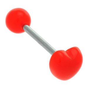 Plastic Heart Tongue Barbell - Red
