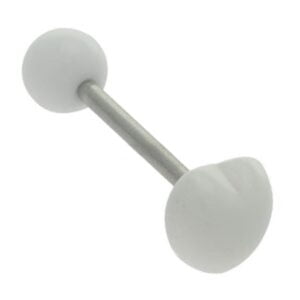 Plastic Heart Tongue Barbell - White