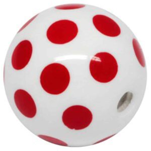 PMMA Acrylic Threaded Polka Dot Ball - Red and White
