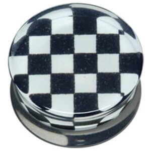PMMA Double Flared Silhouette Plug - Black and White Check