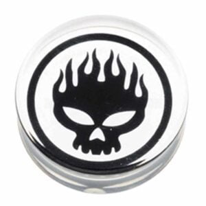 PMMA Double Flared Silhouette Plug - Flaming Skull