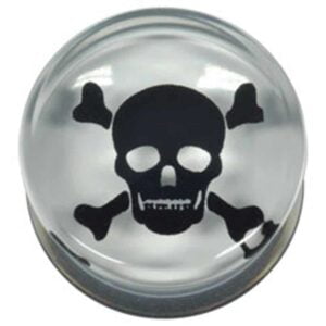 PMMA Double Flared Silhouette Plug - Skull & Crossbones