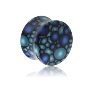 PMMA Flesh Plug - Polygraphix Bubbles Blue
