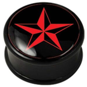 PMMA Ikon flesh plug - Black and Red Nautical Star