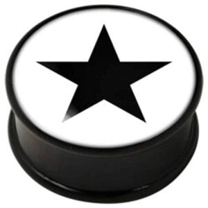 PMMA Ikon Flesh Plug - Ikon Plug White and Black Star