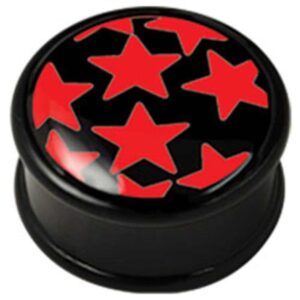 PMMA Ikon flesh plug - Red and Black Multi-Star