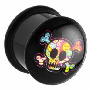 PMMA Ikon Flesh Plug - Skull & Crossbones