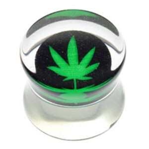 PMMA Silhouette Flesh Plug - Green Leaf