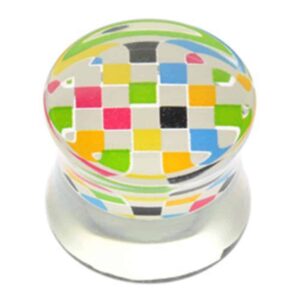 PMMA Silhouette Flesh Plug - Rainbow Check