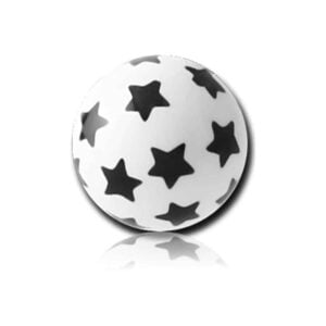 PMMA Threaded Ball - White with Black Stars
