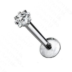 Prong Set Titanium Internally Threaded Labret - Square