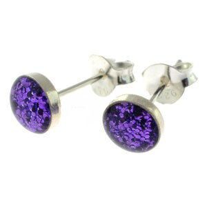 Purple Glitter Stud Earrings