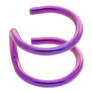 Purple Titanium Clip On Ear Cuff - 2 Rings