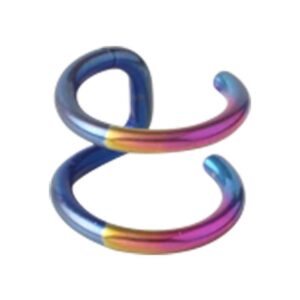 Rainbow Steel Clip On Ear Cuff - 2 Rings