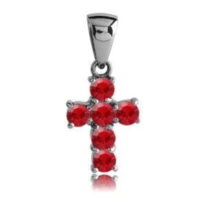 Ruby Red CZ Cross Pendant