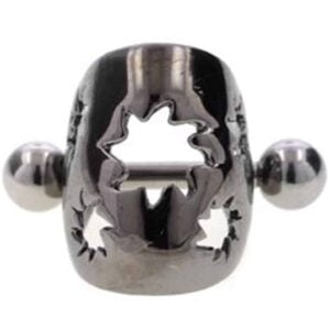 Rhodium Plated Steel Ear Cuff - Black Suns