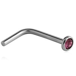 Right Angle Surgical Steel Nose Stud - Amethyst