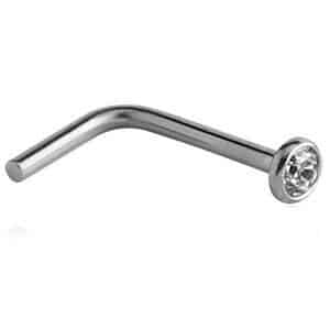Right Angle Surgical Steel Nose Stud - Crystal
