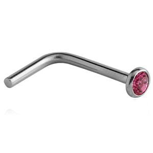 Right Angle Surgical Steel Nose Stud - Rose