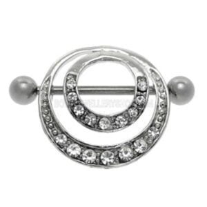 Romantic Double Jewelled Hoop Nipple Shield - Crystal Clear