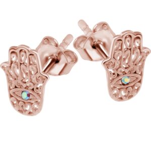 Rose Gold Crystal AB Jewelled Hamsa Hand Ear Stud <span class="custom_location">- 6A05UK</span>