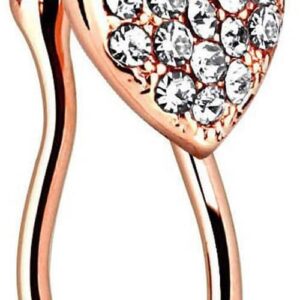 Rose Gold Crystal Heart Nose Clip