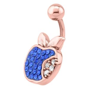 Rose Gold Crystalline Jewelled Navel Banana Bell - Apple