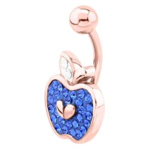 Rose Gold Crystalline Jewelled Navel Banana Bell - Apple