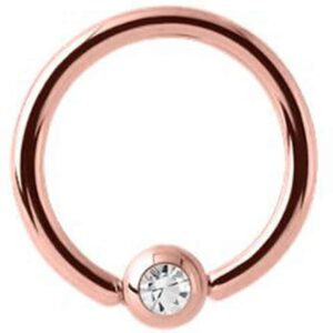 Rose Gold Jewelled Ball Closure Ring - Crystal