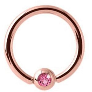 Rose Gold Jewelled Ball Closure Ring - Rose