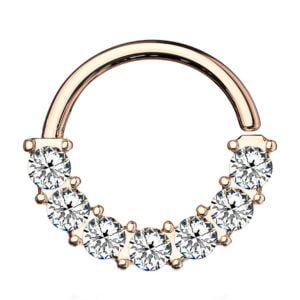 Rose Gold Jewelled Bendable Nose Ring - Clear