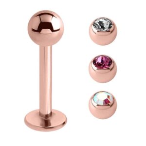 Rose Gold Jewelled Labret Set