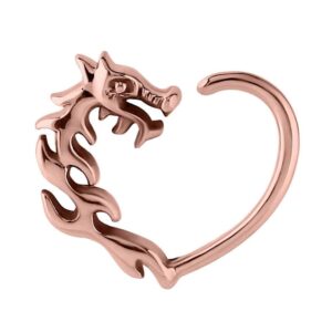 Rose Gold Open Heart Continuous Ring - Right Dragon