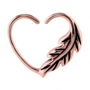 Rose Gold Open Heart Seamless Ring - Left Feather