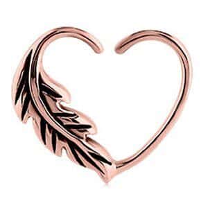 Rose Gold Open Heart Seamless Ring - Right Feather