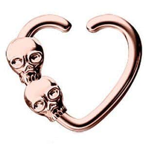 Rose Gold Open Heart Seamless Ring - Skulls