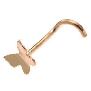 Rose Gold Plated Sterling Silver Nose Stud - 3D Butterfly