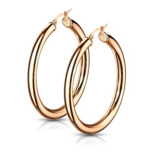 Rose Gold Plated Thick Hollow Hoop Earrings