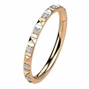 Rose Gold Pyramid Cut Jewelled Hinged Segment Ring