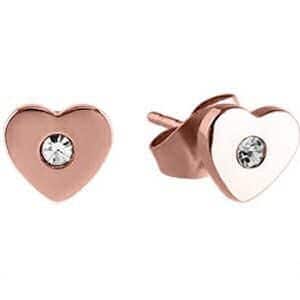 Heart Shaped Rose Gold Surgical Steel Jewelled Earrings